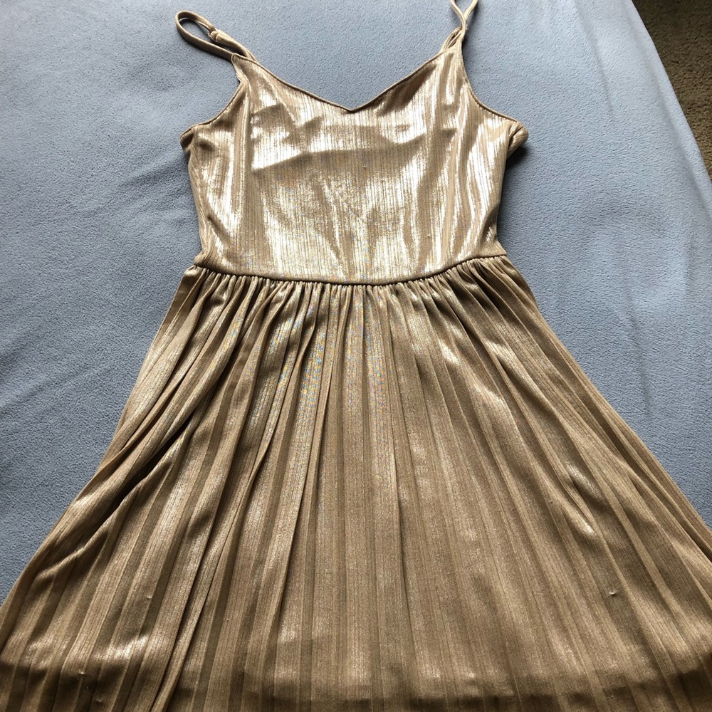 Gold shimmer mini dress
